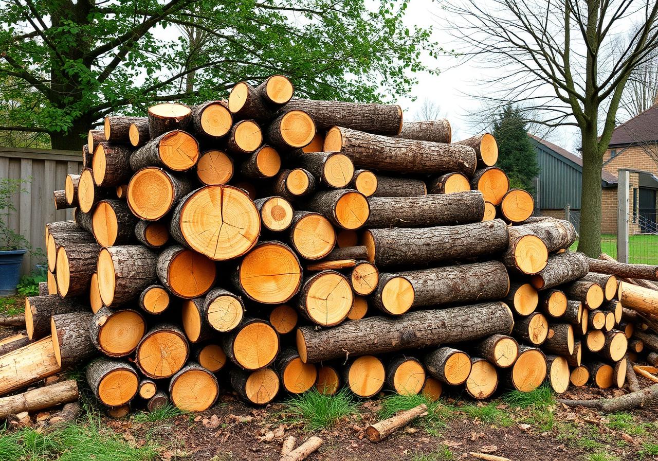 Stacked logs after tree felling